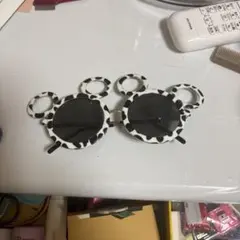 牛柄 ミッキー型サングラス 耳付き
