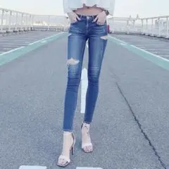 GYDA ダメージ ジーンズ スキニー