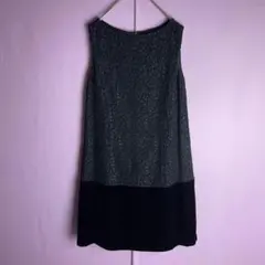 【希少デザイン】フォクシー☆ベロア 切り替え レース ワンピース 黒