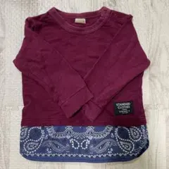 petit main ワインレッド 長袖カットソー 80 ペイズリー柄