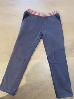 グレー フリース ロングパンツ ストライプウエスト