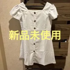 ホワイト ボタン付き 半袖ワンピース 150