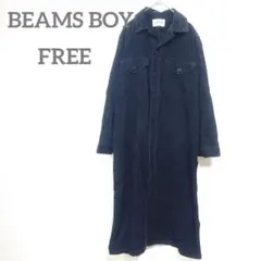 ビームスボーイ　シャツワンピース　FREE ブラック　コーデュロイ　長袖　ロング