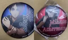 進撃の巨人 エレン 缶バッジ ユニバ USJ ミカサ