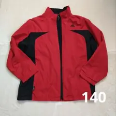 アディダス ジップジャケット 140 キッズ 赤 黒 トレーニングウェア　裏起毛
