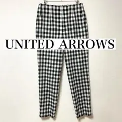 UNITED ARROWS シャイニー ギンガムチェック スリムパンツ