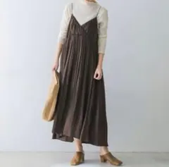 アーバンリサーチ ヴィンテージサテンBACKリボンキャミソールワンピース