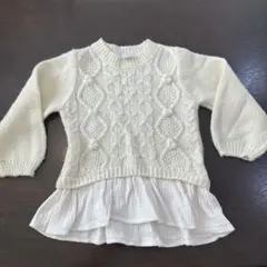 petit main プティマインケーブル編み セーター オフホワイト110cm