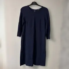 marimekko ネイビー ひざ丈ワンピース 七分袖