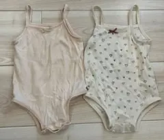 プティマイン　ロンパース　女の子　80 ベビー ハート模様 2点セット