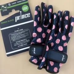 Prince テニスグローブ ネイビー/ピンク 水玉模様のサムネイル