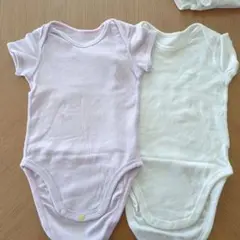 ユニクロ薄紫と白の半袖ボディスーツ2枚セット