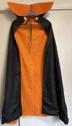 ハロウィン衣装 ロングマント 黒×オレンジ