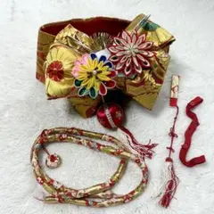 【SALE】 七五三 結び帯 飾り帯 つまみ細工 帯 和装 小物 セット　三歳