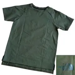 美品ザ ノース フェイス ショートスリーブエイペックスジャージークルー カーキ緑