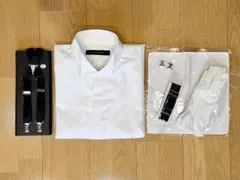 ウェディング　新郎ウィングカラーシャツ+小物5点セット
