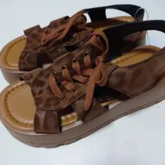 ANKIMN レースアップ 厚底サンダル ブラウン