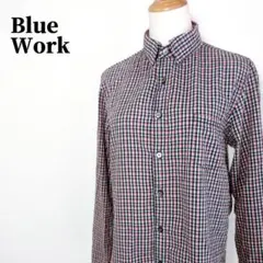 Blue Work　ブルーワーク　ボタンダウン長袖コットンチェックシャツ　2のサムネイル