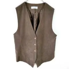 【レトロ古着】スエード調 ベスト ジレ ブラウン 裏地付き ヴィンテージ感