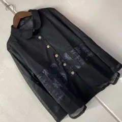 LLサイズ切り替えシースルージャケットブラック