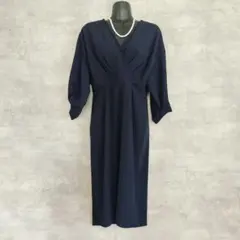 美品ルイルウェブティックパーティードレスワンピース オケージョン S ネイビー