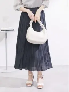 ROPÉ PICNIC 着丈が選べるエアリープリーツスカート　ネイビー