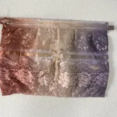 新品　未使用　レース　デザインポーチ（グラデーション）　　ポーチ　ゆふいん　上品