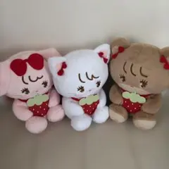 mikko いちごBIGぬいぐるみ キャミー　ムース　ラテ　3体セット　タグ付き