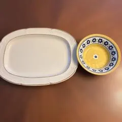 大皿プレートと花柄の食器セット