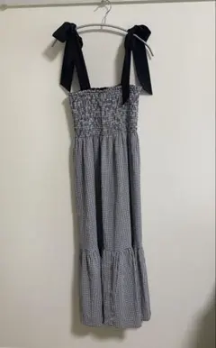 INGNI 肩リボンシャーリングワンピース ギンガムチェック【Mサイズ】