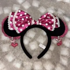 ミニーマウス耳カチューシャ（ピンク・水玉）
