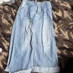 ライトブルー ワイドレッグデニムパンツ M