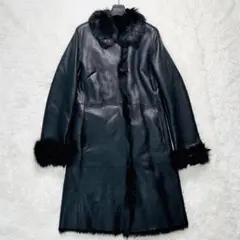 未使用級 YHKIM ラムレザー ロングコート ファー ブラック S 韓国