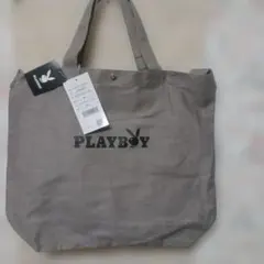 PLAYBOY のロゴ　トートバッグ (ライトグレー )※2way※