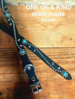 ナローベルト　20mm　オーダー製　スタッズベルト　フラワー　ベルト　HTC 等