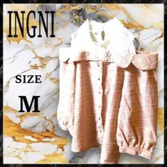 【INGNI】（Mサイズ）レースレイヤー チェック柄 オフショル ブラウスのサムネイル