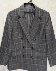 グレー系チェック ダブルブレスト テーラードジャケット