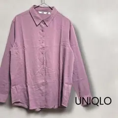 UNIQLO レーヨンブラウス シャツ 長袖 ピンク カジュアル M