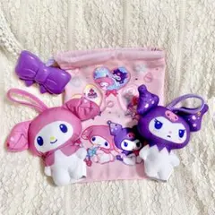 マイメロ　クロミ　ぬいぐるみマスコット　きんちゃく