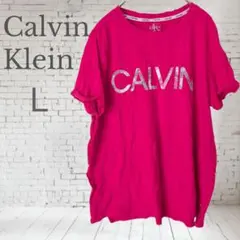 ✨Calvin Klein 【Ｌ】カルバンクライン ピンク ロゴ Tシャツ 半袖