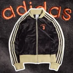 00s adidas ベロア トラックジャケット ブラウン ショート丈 y2k
