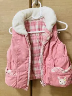 【キムラタン】ウサギ刺繍 リバーシブル　ベビーベスト ノースリーブ