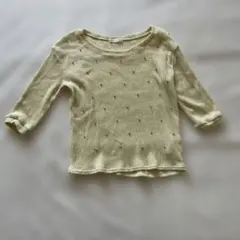 LOWRYS FARM 五分袖ニット M 淡い黄色