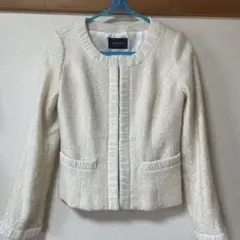 JUSGLITTY カラーツイードジャケット ホワイト 2026年最新】JUSGLITTY カラー：ホワイト系 ノーカラージャケットの