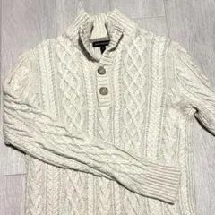 メンズ　バナリパ　クリーム色 ケーブル編み ニットセーター