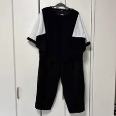 バイカラー トップス パンツ セットアップ ブラック ホワイト