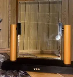 木製スタンド付き 卓上ミラー 鏡