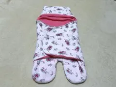 花柄 ベビー フード付きおくるみ ピンク くま耳 ブランケット