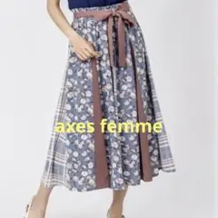 axes femme パターン切替スカート ミディ丈