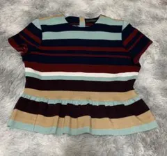 【美品】★クリーニング済★ ZARA ザラ 半袖 トップス ボーダー ペプラム